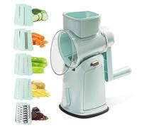 dellyy Tagliaverdure Manuale Multifunzionale, 5 Set di Lame Intercambiabili, Grattugia Formaggio e Verdure, Affetta Patate e Carote, Taglia Verdure Julienne, Utile per Cucina, Preparazione (Verde)