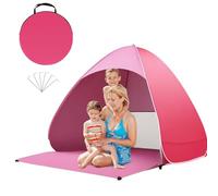 dellyy Tenda da Spiaggia, Tenda da Spiaggia Protezione UV può Ospitare 2-3 Persone, UPF 50+, Tenda da Spiaggia Pop Up per Spiagge, Giardini, Parchi 165 * 150 * 110cm (Rosa)