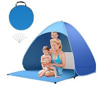 dellyy Tenda da Spiaggia, Tenda da Spiaggia Protezione UV può Ospitare 2-3 Persone, UPF 50+, Tenda da Spiaggia Pop Up per Spiagge, Giardini, Parchi 165 * 150 * 110cm (Blu)