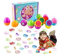 dellyy Timbri Uova di Pasqua, 12 Pezzi Timbri per Bambini de Pasqua, Timbri Auto-inchiostranti per Pasqua, Regali di Compleanno per Bambini, Caccia alle Uova di Pasqua, Riempire i Cestino di Pasqua