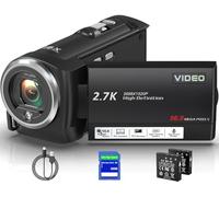 Delmodes Videocamera 2.7K 56MP 16X Zoom Digitale Vlogging Camera con LED Luce di Riempimento, Schermo LCD 2.8 Pollice Videocamera per YouTube con 32GB SD Card, 2 Batterie