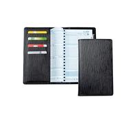 DELMON VARONE Agenda tascabile 2021 Premium Manhattan in pelle nera organizer settimanale in custodia in pelle calendario con panoramica settimanale rilegatura a spirale tasche e nastro segnaletico