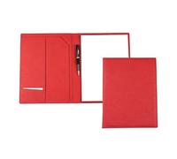 DELMON VARONE - Cartella Porta Documenti personalizzabile DIN A4 in“Saffiano” Finta Pelle rosso, Portadocumenti per conferenze Business Organizer con blocco note, portapenne e custodia per appunti