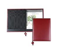 DELMON VARONE - Cartella portacertificati personalizzabile DIN A4 in pelle "Cambridge Top Grain" rosso, con 2 strisce di inserto, copertina rigida, fodera "Moiré" per documenti, certificati e diplomi