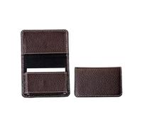 DELMON VARONE - Porta biglietti da visita personalizzabile, XXL, in pelle di alta qualità, con 1 grande tasca pieghevole per 40-50 carte, porta carte per uomo e donna, Marrone Soft Grain, 7 x 10,5 cm