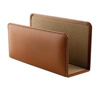 DELMON VARONE - Portalettere in pelle boxcalf premium marrone chiaro, per lettere, documenti e brochure, organizer per scrivania e ufficio con intarsio in metallo