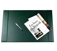 DELMON VARONE - Sottomano da scrivania con 2 listelli laterali "Garda" in similpelle verde scuro, antiscivolo, lavabile, design da scrivania in verde, dimensioni: 65 x 45 cm