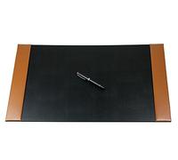 DELMON VARONE - Tampone da scrivania personalizzabile con 2 strisce di pelle premium Cambridge marrone chiaro, antiscivolo e lavabile, ideale anche come mousepad, dimensioni: 64x42 cm