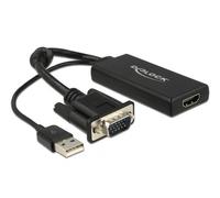DeLOCK 0.25m VGAUSB2.0-A/HDMI 025 m VGA D-Sub USB Nero (Delock VGA zu HDMI Adapter mit Audio schwarz/black 025m USB Typ-A Ansc NEW