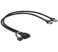 DeLOCK 0,45 m USB 3.0 pin + USB 2.0 pin / 2 x USB 3.0 A cavo USB 2.0/3.2 Gen 1 (3.1 Gen 1) 0,45 m 2 x USB A Nero - Nouvo