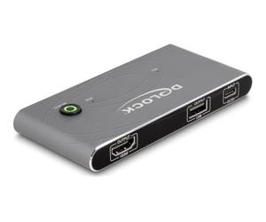Delock 11486 commutateur écran, clavier et souris Anthracite