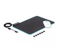 DeLock 12554 - Tappetino per Mouse con Illuminazione RGB, Misura Piccola, Colore: Nero