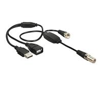 DELOCK 13006 cavo coassiale 0,22 m 1 x IEC female 1 x IEC plug, 1 x USB 2.0 Type-A female, 1 x USB 2.0 Type-A male RG-174 Nero
