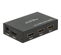 Delock 18683 HDMI Metallo Nero 18 Gbit/s 600 MHz 3840 x 2160 Pixel UHD Switch 3