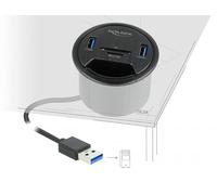 DeLOCK 2 Port Tisch-Hub 2 x SuperSpeed USB Typ-A e Card Reader per SD