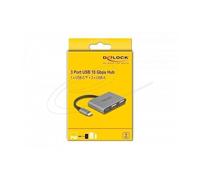 DeLOCK 3 Port USB Hub 10 Gbps con USB Type-C a 1 x USB TypC