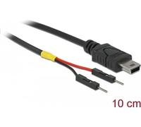 DeLOCK 4 pin mini-USB Type B (male) - 2 pin USB-samlestykke (male) Sort 10cm USB / strøm kabel