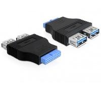 Delock 65324 USB 3.0 19 Pin Buchse Nero Adapter USB 3.0 pin header female > 2 x