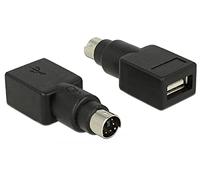 DELOCK 65898 ADAPTADOR PS/2 M USB-A H NEGRO, ACERO INOXIDABLE