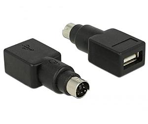 DELOCK 65898 ADAPTADOR PS/2 M USB-A H NEGRO, ACERO INOXIDABLE