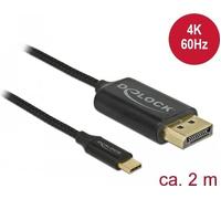 DeLOCK 83710 cavo e adattatore video 2 m USB tipo-C DisplayPort Nero (Delock - DisplayPort kabel - USB-C til) NEW