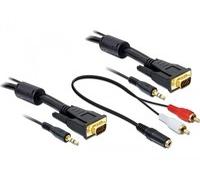 Delock 84452 2 m VGA (D-Sub) + 3.5mm VGA (D-Sub) + 3.5mm Oro Nero