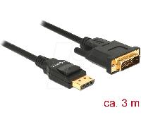Delock 85314 3 m DisplayPort DVI-D Maschio Maschio Dritto Cavo DisplayPort 1.2