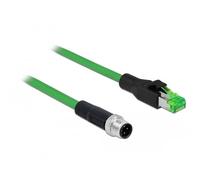 Delock 85438 RJ45 / M12 Cavo di rete, cavo patch SF/UTP 2.00 m Verde 1 pz.