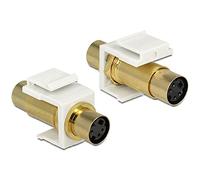 DeLOCK 86338 Adattatore cavo - Adattatore per cavo (Mini DIN 4, Mini DIN 4, Femmina/Femmina, Colore Bianco, Oro, Sacchetto di Plastica)