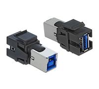 DeLOCK 86395 modulo Keystone 86395, Piatto, Nero, USB A, USB B, Femmina, Femmina