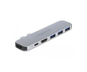 DeLOCK 87753 replicatore di porte e docking station per laptop Grigio