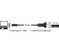 Delock Adapter USB Type-C™ 1 x Seriell DB9 RS-232 15cm schwarz NEW