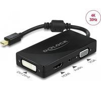 Delock Adattatore Mini DisplayPort 1.2 a VGA / HDMI / DVI / jack audio 4K nero passivo NEW
