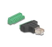 DeLOCK Adattatore RJ45 maschio > Morsettiera a 8 contatti e 2 parti 3,81 mm Marca
