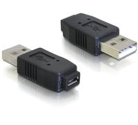 DeLock - Adattatore USB da connettore mini femmina tipo A + B a maschio USB 2.0 tipo A, USB 2.0 > Micro USB, nero, 1
