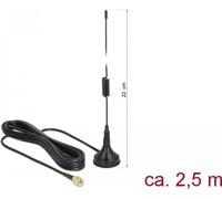Delock Antenna GSM / UMTS / LTE Spina SMA 2 dBi fissa omnidirezionale con cavo di collegamento RG-174 2,5 m per esterno nero NEW