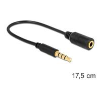Delock Cavo Audio 3.5 mm M/F 4Pin Convertitore di Assegnazione Pin 17,5cm Nero