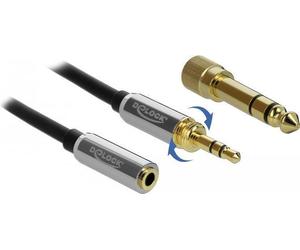 Delock Cavo di prolunga jack da 3,5 mm 3 pin maschio a femmina con adattatore a vite da 6,35 mm 0,5 m NEW
