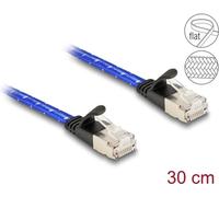 Delock Cavo di rete a nastro piatto RJ45 con guaina intrecciata Cat.6A U/FTP 0,3 m blu
