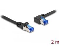 Delock Cavo di rete RJ45 Cat.6A S/FTP dritto/angolato a sinistra 2 m nero NEW