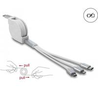 Delock Cavo di ricarica avvolgibile USB Type-C 3 in 1 per Lightning / Micro USB / USB Type-C bianco NEW