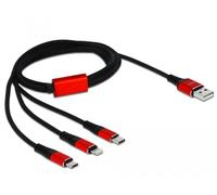 Delock Cavo di Ricarica USB 3 in 1 Lightning Micro USB USB-C™ 1m Rosso