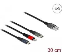Delock Cavo di ricarica USB 3 in 1 per Lightning / Micro USB / USB Type-C 30cm 3 colori NEW