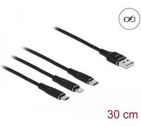 Delock Cavo di ricarica USB 3 in 1 per Lightning / Micro USB / USB Type-C 30cm nero NEW