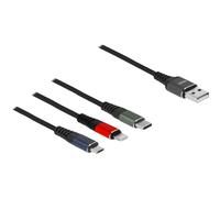 DELOCK 87277 - Cavo di ricarica, USB-A -> micro USB, Lightning e USB-C, multico