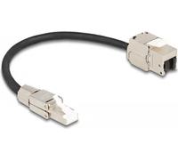 Delock Cavo RJ45 plug-in da assemblare al modulo Keystone RJ45 jack Cat.6A 25 cm