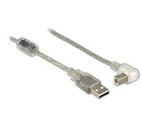 DeLock - Cavo USB 2.0 a Maschio > USB 2.0 B Maschio ad Angolo 90 G sotto 2,0 m, Trasparente