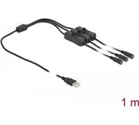 Delock Cavo USB tipo A maschio a 3 x DC 5,5 x 2,1 mm femmina con interruttore 1 m NEW