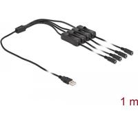 Delock Cavo USB tipo A maschio a 4 x DC 5,5 x 2,1 mm femmina con interruttore 1 m NEW