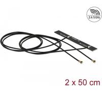 Delock Doppia antenna WLAN 802.11 ac/a/h/b/g/n 2x connettore MHF 4L 3 - 5 dBi 1.13 2 x 50 cm Montaggio adesivo interno PCB NEW
